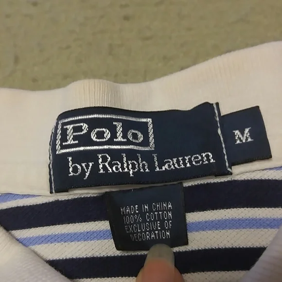 Polo Ralph Lauren blue and white striped polo size medium - Picture 2 of 5